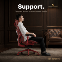 Chaise de bureau ergonomique AOR à dossier haut en maille, appui-tête 4D, accoudoirs 5D, base lombaire en alliage, vérin à gaz classe 4, certifiée BIFMA, rouge, vente en gros usine