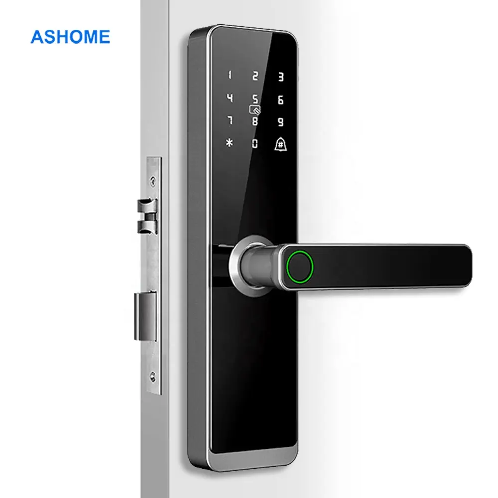 fingerprint door handle lock digital smart home safety wiless electronic entry control keyless smart door lock