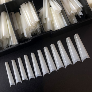 TSZS 420 piezas/caja, puntas de <span class=keywords><strong>uñas</strong></span> postizas con curva en C, media cubierta, transparentes naturales, estilo francés, <span class=keywords><strong>uñas</strong></span> postizas largas <span class=keywords><strong>para</strong></span> salón de <span class=keywords><strong>uñas</strong></span> - Product Image 1
