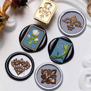 Têtes de sceau à la cire en laiton à motifs européens et américains, gravées pour la décoration, tampon standard - Product Image 1