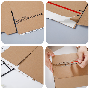 Boîte d'emballage en papier kraft ondulé avec fermeture éclair et bande de déchirure, personnalisable avec logo, pour expédition, envoi postal, cadeaux de fête, pour entreprises - Product Image 6