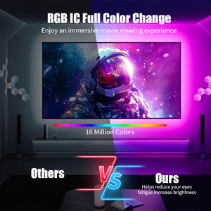 Bande lumineuse intelligente Joystar pour <span class=keywords><strong>téléviseur</strong></span>, contrôle par application, kits de rétroéclairage synchronisé pour téléviseurs de 75 à 85 pouces, boîte HDMI 2.0, bande LED RGB IC <span class=keywords><strong>Ambilight</strong></span> de 5 m - Product Image 3