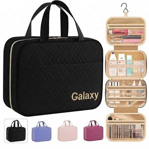 Sac de rangement cosmétique suspendu tendance avec grande poignée, compartiment spacieux, en PU, fermeture éclair, étanche, solution de rangement de maquillage de voyage - Product Image 1
