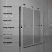 Porte de douche fixe avec panneau en aluminium, taille personnalisée, cloison de salle de bain
