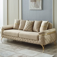 canapé à cadre Stee en acier inoxydable, ensemble sections,pour le salon et petit appartement,couleur crème Beige, vente en gros
