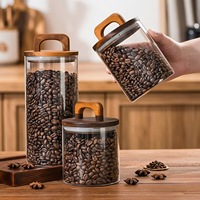 Récipient hermétique pour le stockage des grains de café, en verre borosilicate de haute qualité, pour la cuisine, de forme cylindrique, idéal pour le stockage des pâtes et des aliments.