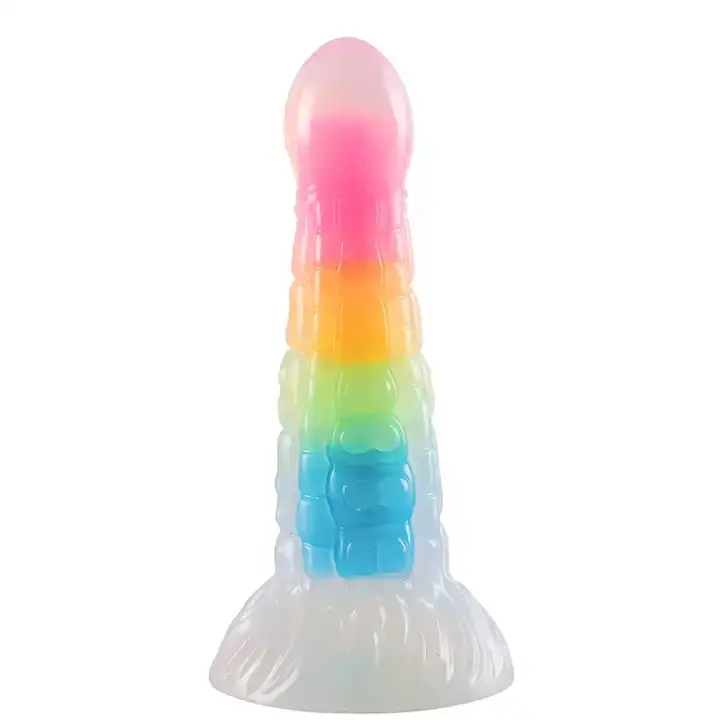 Mainan Dalaman Alien Saxy pelangi bercahaya pria THRU Fantasy Dildo cairan silikon Dildo besar xxl untuk pria dan wanita