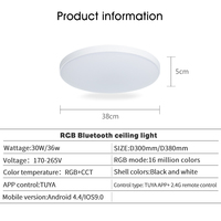 Plafonnier LED RGB ultra-mince 36W pour Bluetooth TUYA réglable CCT acrylique Design moderne interrupteur de télécommande pour la vie
