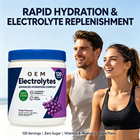 Poudre d'électrolytes sans sucre saveur raisin, 7 vitamines et minéraux, édulcorée à la stévia, hydratation avancée, apport d'énergie, pour adultes, 120 g