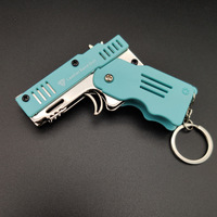 Llavero Para Hombre Estilo Militar Mini M1 Pistola de Metal 3D Revólver Plegable de Goma Elástica