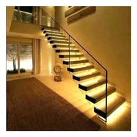 Escalier en bois léger led fantaisie escalier en bois pliant en bois sculpté construire escalier flottant