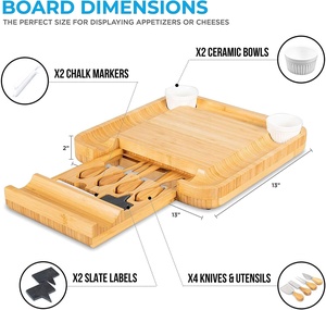 Planche à <span class=keywords><strong>fromage</strong></span> et couteau en bambou, outil pour service de menuiserie, grand <span class=keywords><strong>plateau</strong></span> à vin, viande et <span class=keywords><strong>fromage</strong></span>, cadeaux uniques de pendaison de crémaillère pour les femmes - Product Image 3