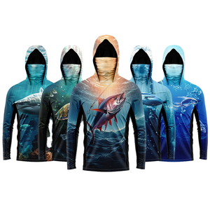 OEM Design personalizzato manica lunga abbigliamento sportivo con cappuccio camicie 100% poliestere Spandex completa stampa a sublimazione UPF 50 abbigliamento da pesca - Product Image 1