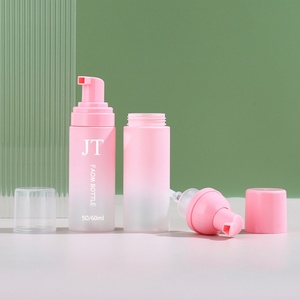 Empty Cosmetic Facial Wash Cleanser 50ml 60ml pink PET Plastic Mousse Foam <b>Pump</b> <b>Bottle</b> - Product Image 2