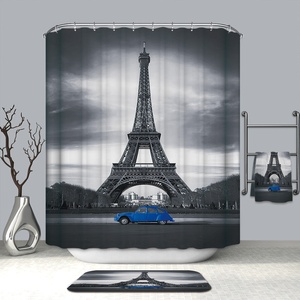 Rideau De <span class=keywords><strong>douche</strong></span> imperméable pour salle De bain, tissu uni, tour Eiffel, Paris, chic - Product Image 2