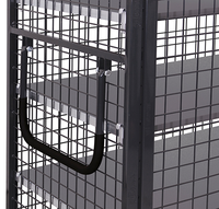 Chariot multi-niveaux robuste avec murs en treillis métallique et étagères réglables, gris anthracite, capacité de charge de 500kg