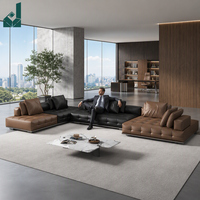 Ensemble de canapés de bureau modulaires en cuir noir de luxe moderne, écologiques, durables, en forme de U, pour réception, salle de direction