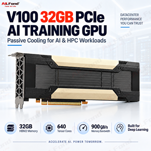 Carte graphique V100 32 Go 4096 bits PCI Express 3.0 X16 avec refroidissement par ventilateur pour l'entraînement IA sur ordinateur de bureau - Product Image 1