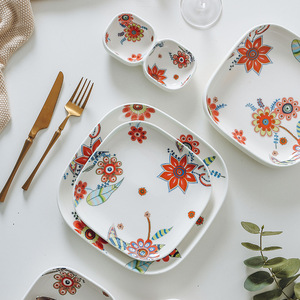 Hot bán Luxury sứ Bộ đồ ăn với hoa mẫu thời trang bộ đồ ăn bằng gốm cho nhà hàng thả - Product Image 4