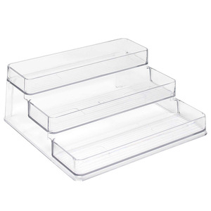 3 Étagères à épices multifonctions en plastique transparent, organisateur de pots à épices en verre pour la cuisine, le garde-manger, l'étagère, la chambre à coucher, le bureau - Product Image 1