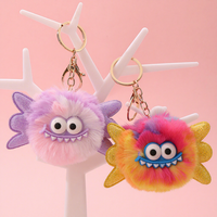 Porte-clés en peluche monstre mignon et coloré, pendentif de sac doux et moelleux pour filles