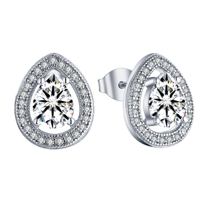 Pendientes de Plata de Ley 925 YILUN con Baño de Rodio en Forma de Lágrima con Circonita Cúbica Transparente, Joyería Elegante para Mujer - Product Image 1