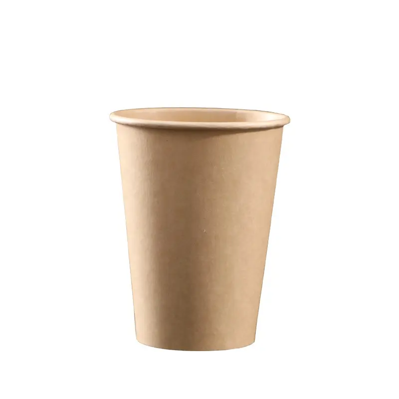 Экологически чистые одноразовые кофейные чашки из крафт-бумаги с логотипом на заказ, с крышкой для горячих напитков, 8 унций, 9 унций, 10 унций, 12 унций, 16 унций