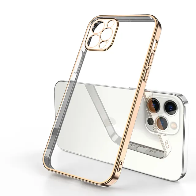 LAREEN Stylish Gold Plated TPU Transparent Shockproof Mobile Cell Case for for Iphone Opp Bag Mobile Phone Cases Teddy Bear