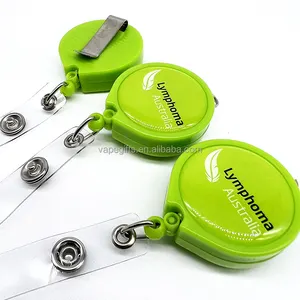 Wholesale Round Plastic Yoyo Key Holder Sublimation Retractable Badge Reel With Metal Alligator Clip