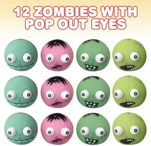 Halloween Party Favors And Non-Candy Trick Or Treat Supplies Fun Squeeze Stress Relief Toys For Kids Zombie With Pop Out Eyes