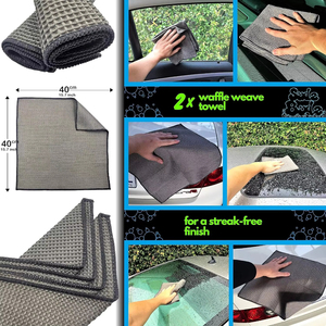 Kit de nettoyage automobile 9 pièces : Gants, serviettes, plateaux de cirage, éponge, brosse de nettoyage, fournitures complètes pour l'entretien et le lavage des voitures - Product Image 5