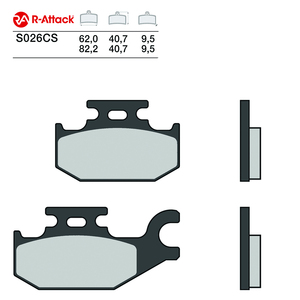 Pastillas de Freno para Motocicleta R-Attack S026CS, Carbono Cerámico, Traseras, 62.0x40.7x9.5mm, Homologadas R90 - Product Image 1