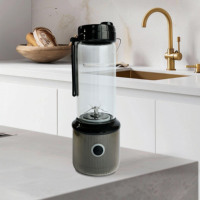 Draagbare oplaadbare USB blender met 3 snelheden, glazen blenderkan, 6 messen voor verse sappen, shakes, smoothies, voor thuis, kantoor en buitengebruik