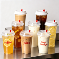 Gobelets transparents en PET de 16 oz, gobelets en plastique transparent de haute qualité avec couvercle en dôme pour boissons, personnalisation acceptée, échantillon gratuit pour les boissons