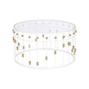 Tavolino da Caffè in Metallo e Vetro 82X82X45 Bianco - Product Image 5