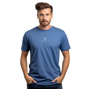 Venta al por mayor Venta caliente de algodón poliéster todos los colores logotipo personalizado azul marino camiseta