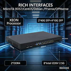 Servidor de Firewall para Centro de Datos, Rack 1U, <span class=keywords><strong>22</strong></span> Núcleos Xeon E5 2699A V4, Velocidad de Línea de 100G, 2x100G SFP, 8x2.5G Ethernet Gateway, con 2 PSU - Product Image 1