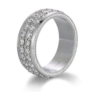 Anneaux en or blanc 14 carats avec diamants naturels, bijoux fins, faits à la main, personnalisés, anneaux épais, bijoux en or massif pour hommes et femmes - Product Image 2