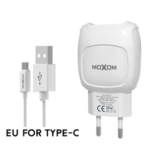 MOXOM במגמת מוצר 2 יציאות USB מטען קיר סט 2.2A טלפון מטען תקע עבור iPhone עם כבל