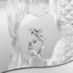 크리스 April 925 스털링 실버 젠더리스 크로스 무거운 인장 오픈 핑거 링 - Product Image 5