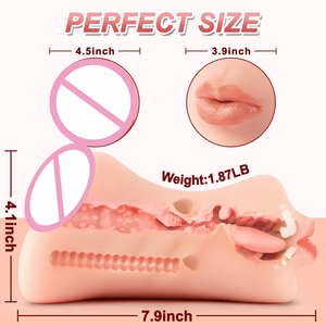 Godet de masturbation imperméable pour hommes, modèle anal, double tête, trois cavités, simulation de sexe oral, jouet sexuel pour adultes - Product Image 5