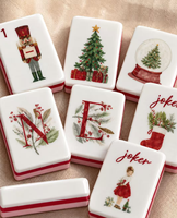 Tuiles de Mahjong de Noël roses sur le thème de Noël, 160 pièces en acrylique, tuiles de Mahjong américaines pour fête de Noël