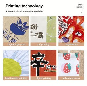 Sacs fourre-tout réutilisables écologiques avec logo personnalisé, cadeaux promotionnels, sacs fourre-tout en coton recyclé, sacs fourre-tout en jute pour mariage - Product Image 5