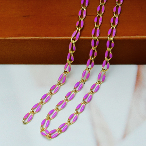 Cadena de eslabones de rosario multicolor de moda para la fabricación de collares, accesorios de cadena de papel con clip de colores esmaltados hechos <span class=keywords><strong>a</strong></span> mano de latón chapado en <span class=keywords><strong>oro</strong></span> - Product Image 3