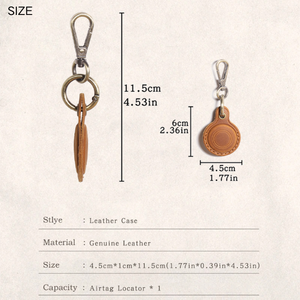 เคสพร้อมพวงกุญแจหนังวัวแท้ย้อนยุคหรูหรามีฐานวางม้าบ้าๆสำหรับ airtag - Product Image 4