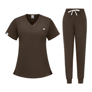 Women's Scrub Set V-Neck <b>Top</b> And Drawstring Pants Polyester Blend Hospital Uniforms For Medical Professionals - Product Image 1