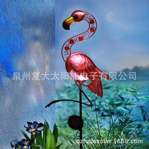 Lampe solaire en métal en forme de flamant rose pour jardin, LED, décoration extérieure, résistante à l'eau, autoportante - Product Image 2