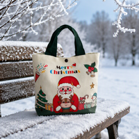 Sac fourre-tout de Noël personnalisable, durable, imprimé en couleur, motif Père Noël mignon, idéal pour les cadeaux de fête, les achats de fin d'année et les offres promotionnelles