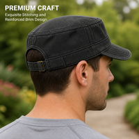 Cappellino da Baseball in Cotone Twill Lavato Personalizzato, Stile Vintage con Visiera Piatta, per Attività all'Aperto, Tattico, Sportivo, con Fibbia in Metallo, Casual Unisex