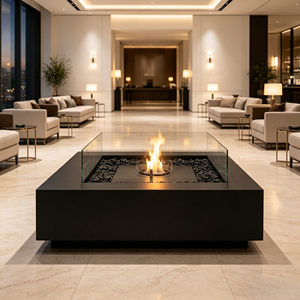 <span class=keywords><strong>Cheminée</strong></span> au <span class=keywords><strong>bioéthanol</strong></span> rectangulaire moderne VALSE, foyer autoportant à l'alcool avec écran en verre pour la <span class=keywords><strong>d</strong></span>écoration de villas de luxe - Product Image 2